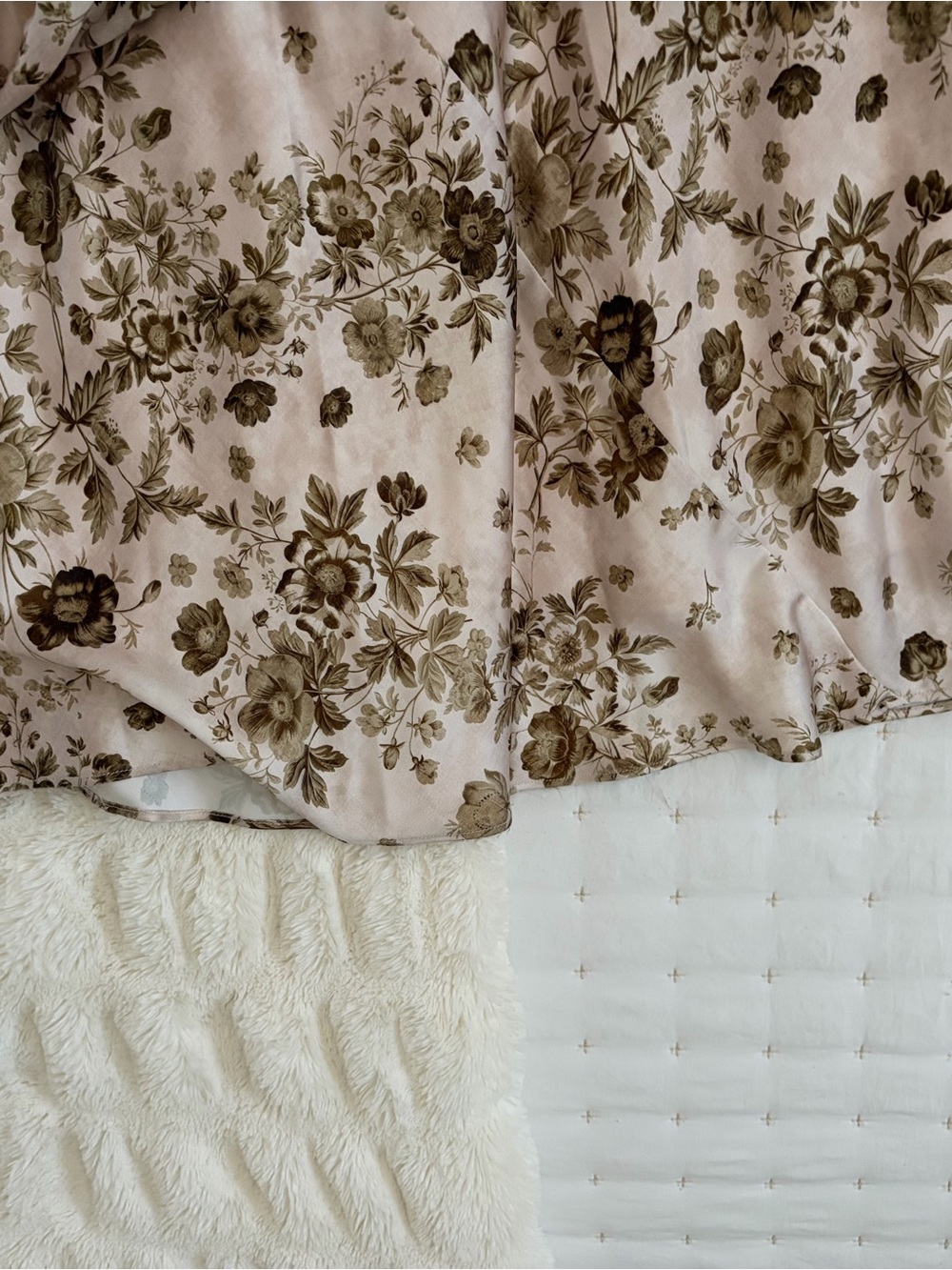 Anthropologie Strapless White Satin Maxi Dress with Green Floral Print and Scarf - Picture 5 of 7